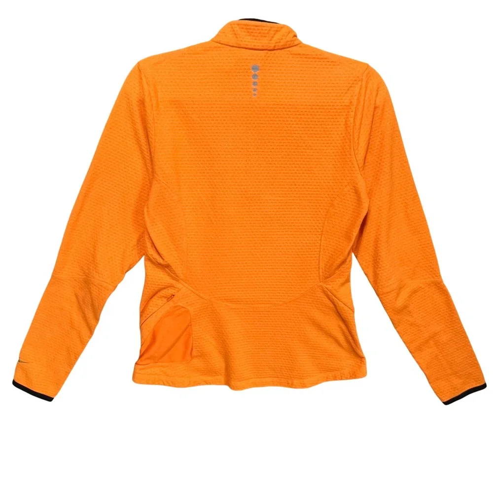Nike Sphere Thermal Orange Quarter Zip Waffle Knit Pullover Running Jacket Small